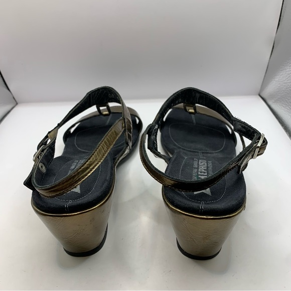 Mephisto Straps Wedge Sandals Leather Gold Embossed Women’s EU 40 US 9-9.5 - Picture 5 of 10